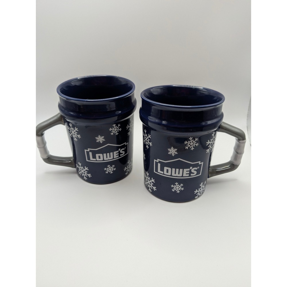 Lowe's Coffee Mugs‎ Blue Bucket Design 15 Oz Set of 2 Tool Wrench Handle Ceramic
